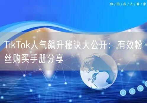 TikTok人气飙升秘诀大公开：有效粉丝购买手册分享