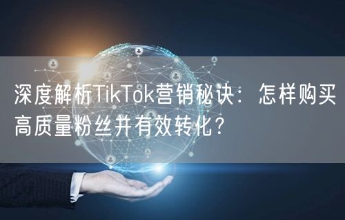 深度解析TikTok营销秘诀：怎样购买高质量粉丝并有效转化？