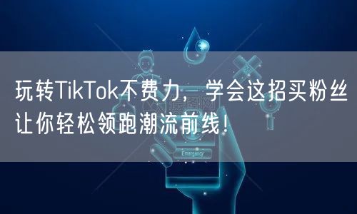 玩转TikTok不费力，学会这招买粉丝让你轻松领跑潮流前线！