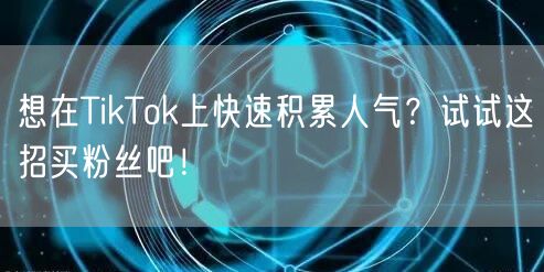 想在TikTok上快速积累人气？试试这招买粉丝吧！