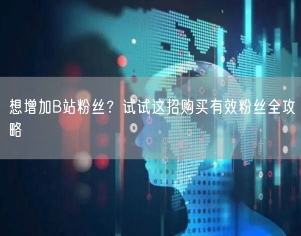 想增加B站粉丝？试试这招购买有效粉丝全攻略