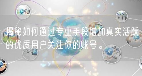 揭秘如何通过专业手段增加真实活跃的优质用户关注你的账号。