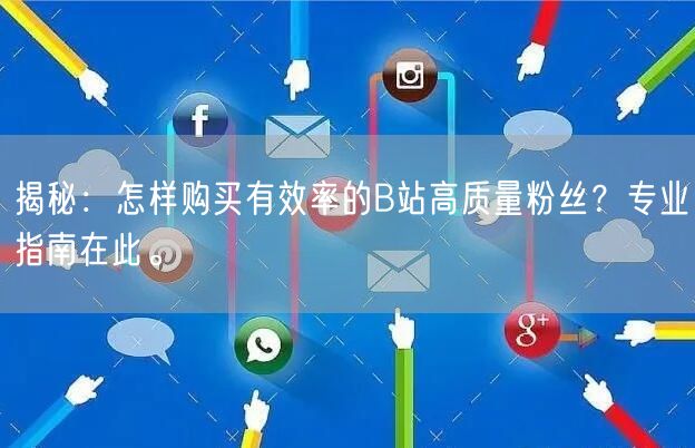 揭秘：怎样购买有效率的B站高质量粉丝？专业指南在此。