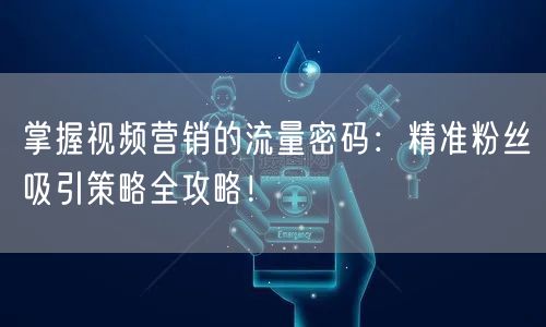 掌握视频营销的流量密码：精准粉丝吸引策略全攻略！