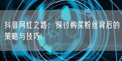 抖音网红之路：探讨购买粉丝背后的策略与技巧!