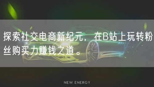 探索社交电商新纪元，在B站上玩转粉丝购买力赚钱之道。