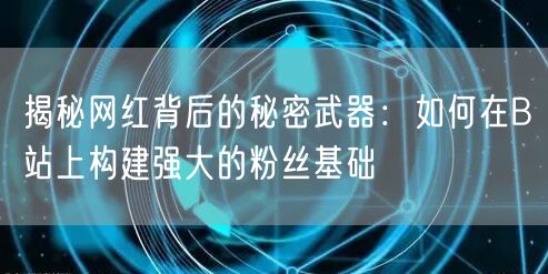 揭秘网红背后的秘密武器：如何在B站上构建强大的粉丝基础