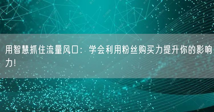 用智慧抓住流量风口：学会利用粉丝购买力提升你的影响力！