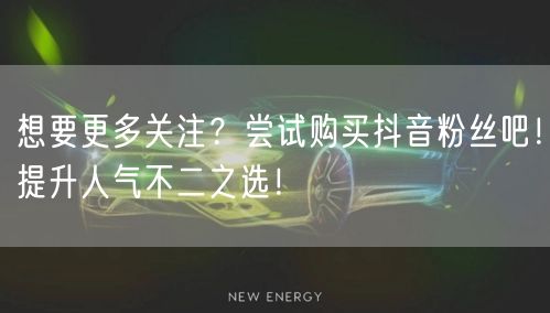 想要更多关注？尝试购买抖音粉丝吧！提升人气不二之选！