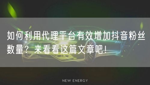 如何利用代理平台有效增加抖音粉丝数量？来看看这篇文章吧！
