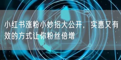 小红书涨粉小妙招大公开，实惠又有效的方式让你粉丝倍增