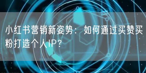 小红书营销新姿势：如何通过买赞买粉打造个人IP？